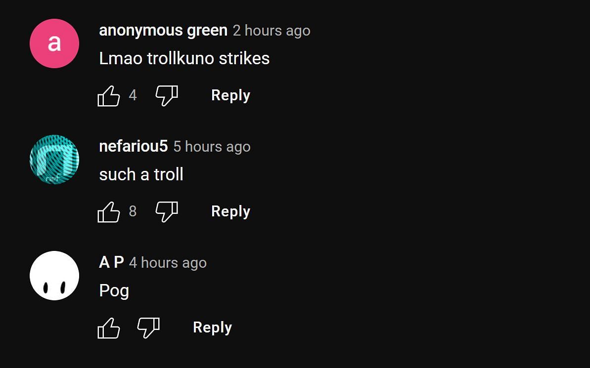 Fans in the YouTube comments section reacting to the streamer's jest (Image via Streamer Moments/YouTube)